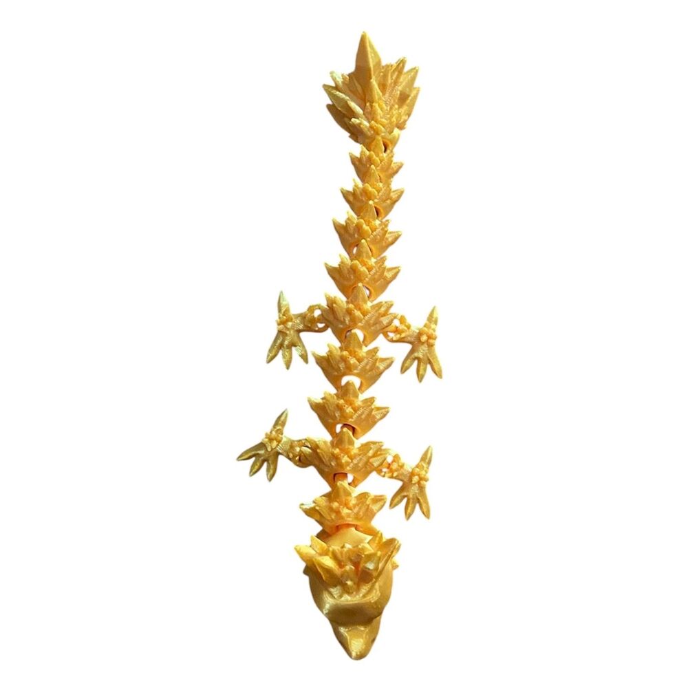 3D Printed - 8" Baby Crystal Dragon - Gold Silk - #3408-47